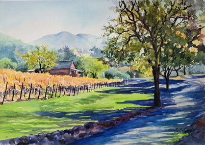 watercolor painting by Catherine McCargar titled The Vinedresser's Cottage