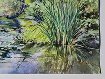 Original art for sale at UGallery.com | Waterlilies on Lake Temescal by Catherine McCargar | $1,300 | watercolor painting | 18' h x 24' w | thumbnail 2