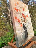 Original art for sale at UGallery.com | Chinese Lanterns and Lunaria by Catherine McCargar | $1,350 | acrylic painting | 24' h x 18' w | thumbnail 2