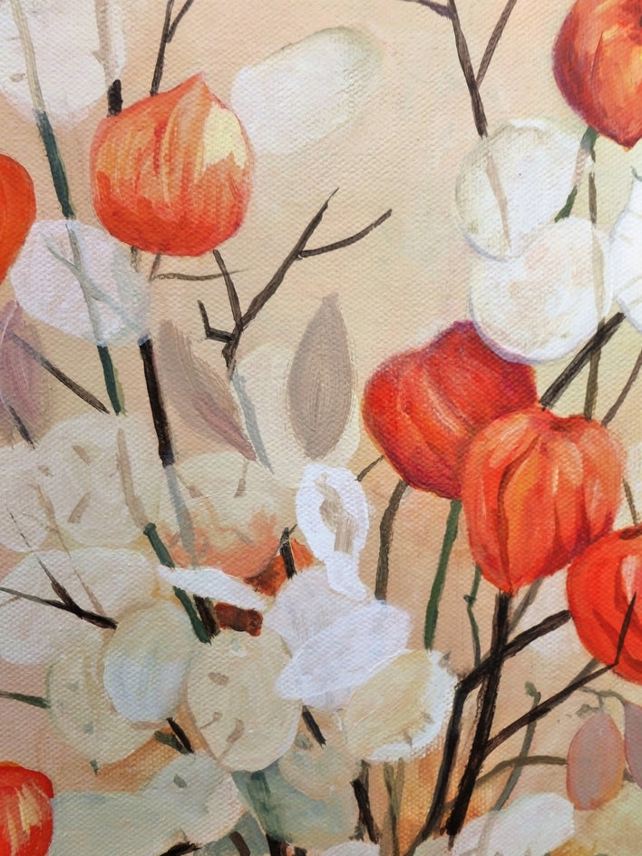 Chinese Lanterns and Lunaria by Catherine McCargar |  Closeup View of Artwork 