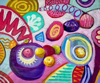 acrylic painting by Chus Galiano titled Living in a Showcase