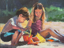 Original art for sale at UGallery.com | At the Sea-Side by Claudia Verciani | $1,050 | oil painting | 12' h x 16' w | thumbnail 1