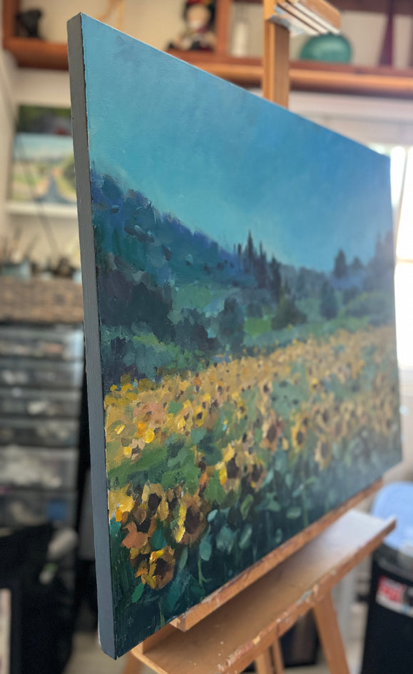 Fields of Sunshine by Claudia Verciani |  Side View of Artwork 