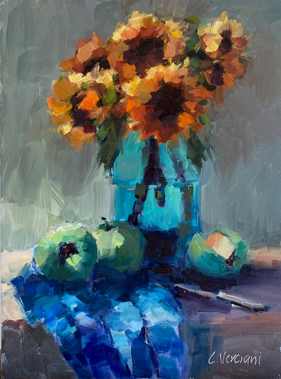 Sunflowers and Green Apples by Claudia Verciani | Artwork Main Image