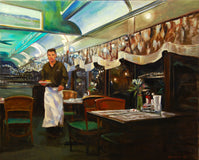 Original art for sale at UGallery.com | At the Clinton Station Diner by Onelio Marrero | $1,825 | oil painting | 26' h x 32' w | thumbnail 1