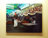 Original art for sale at UGallery.com | At the Clinton Station Diner by Onelio Marrero | $1,825 | oil painting | 26' h x 32' w | thumbnail 3