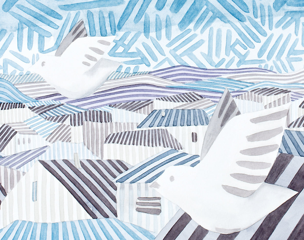 Birds in Flight by Javier Ortas |  Closeup View of Artwork 