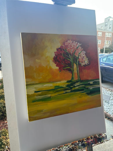 Morning Cherry Blossoms by Colette Wirz Nauke |  Side View of Artwork 