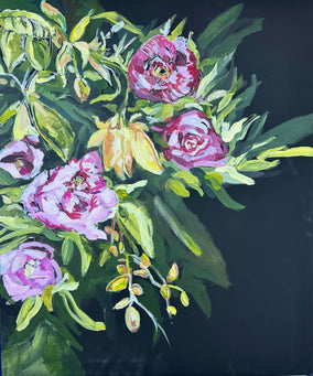 Original art for sale at UGallery.com | Roses of the Night by Colette Wirz Nauke | $900 | acrylic painting | 24' h x 20' w