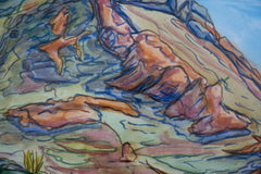 Original art for sale at UGallery.com | Small Butte with Creosote by Crystal DiPietro | $1,275 | mixed media artwork | 20' h x 26' w | thumbnail 4