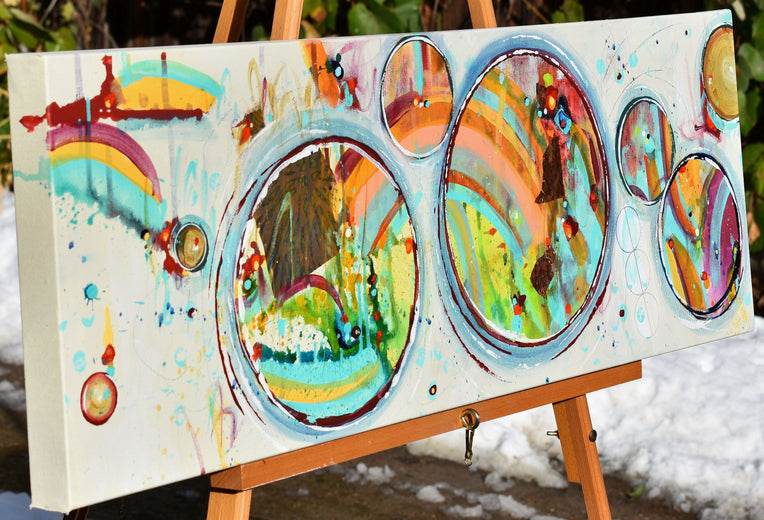 Chasing Rainbows by Cynthia Ligeros |  Side View of Artwork 