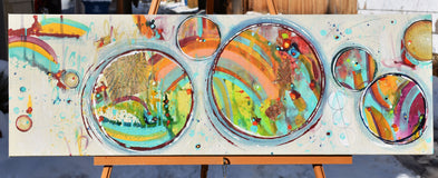 Original art for sale at UGallery.com | Chasing Rainbows by Cynthia Ligeros | $1,075 | acrylic painting | 12' h x 36' w | thumbnail 3