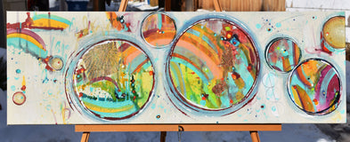 Original art for sale at UGallery.com | Chasing Rainbows by Cynthia Ligeros | $1,075 | acrylic painting | 12' h x 36' w | thumbnail 3