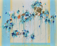 Original art for sale at UGallery.com | Dancing on the Edge of the World by Cynthia Ligeros | $7,500 | acrylic painting | 48' h x 60' w | thumbnail 1