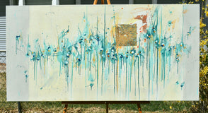 Original art for sale at UGallery.com | Till Sunrise by Cynthia Ligeros | $3,200 | mixed media artwork | 24' h x 48' w | thumbnail 3