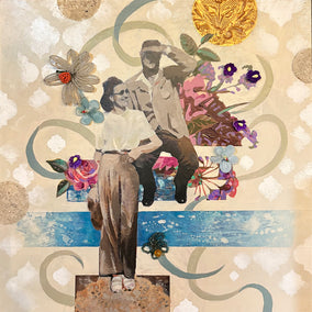 Original art for sale at UGallery.com | Romance in the 40's by Darlene McElroy | $625 | mixed media artwork | 12' h x 12' w