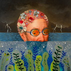 Original art for sale at UGallery.com | Swimming in the Seaweed by Darlene McElroy | $625 | mixed media artwork | 12' h x 12' w