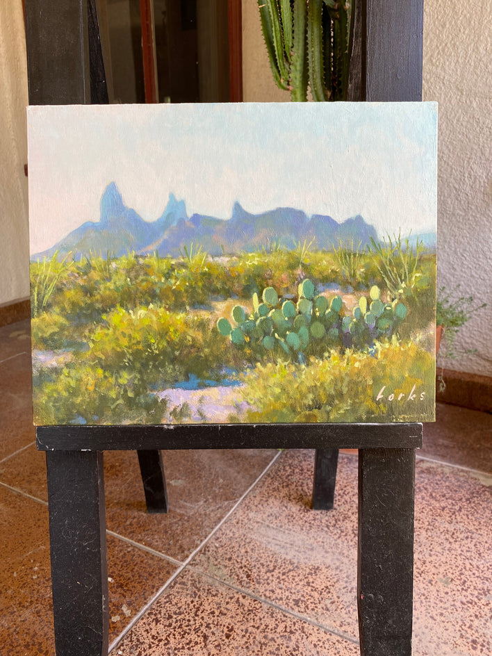 Morning Light on the Mule Ears by David Forks |  Context View of Artwork 