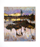 Original art for sale at UGallery.com | Dusk by the Lake by David Kihlberg | $2,025 | oil painting | 23.2' h x 21.2' w | thumbnail 3