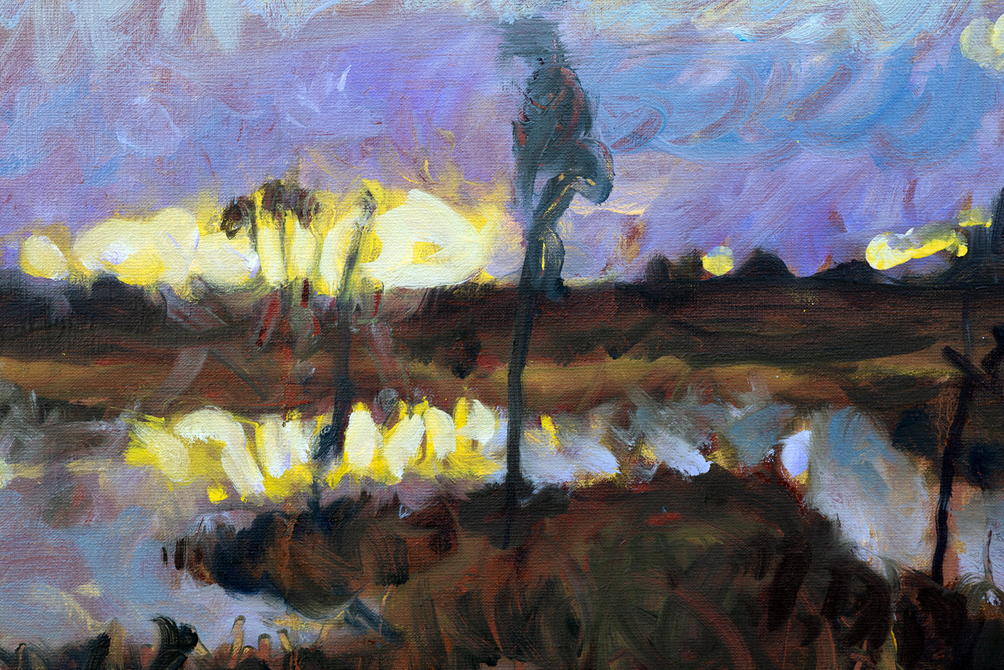 Dusk by the Lake by David Kihlberg |  Closeup View of Artwork 