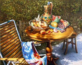 Original art for sale at UGallery.com | Courtyard by David Qiyi Liu | $8,975 | oil painting | 24' h x 30' w