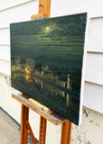 Original art for sale at UGallery.com | Moonlit Village by David Qiyi Liu | $8,675 | oil painting | 20' h x 29' w | thumbnail 2