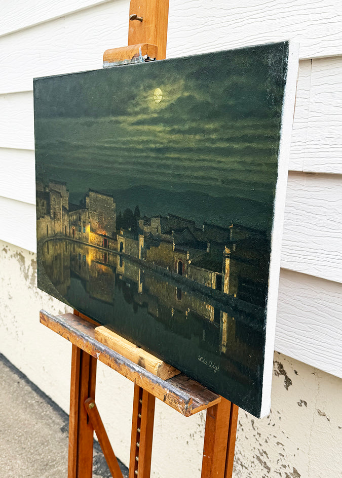 Moonlit Village by David Qiyi Liu |  Side View of Artwork 