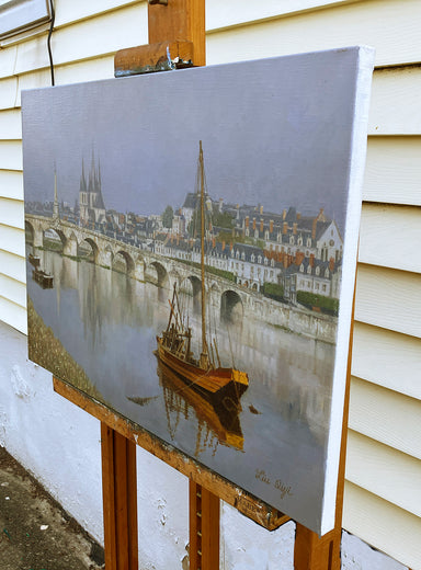 Riverside in the Morning Mist by David Qiyi Liu |  Side View of Artwork 