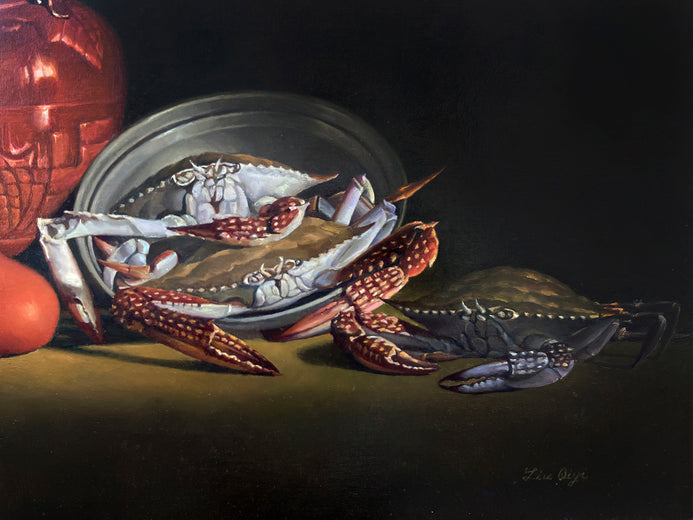Still Life with Crabs by David Qiyi Liu |   Closeup View of Artwork 