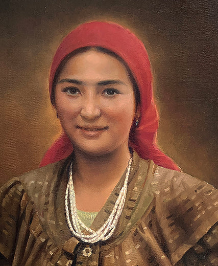 The Red Headscarf by David Qiyi Liu |   Closeup View of Artwork 