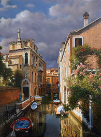 oil painting by David Qiyi Liu titled Venice After the Rain
