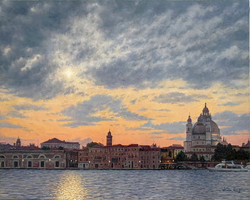 oil painting by David Qiyi Liu titled Venice at Dusk