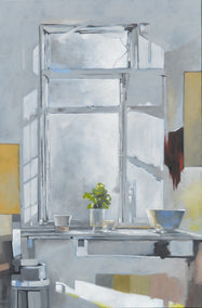 oil painting by David Thelen titled Broken Window