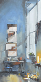 oil painting by David Thelen titled Corner Desk