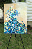 Original art for sale at UGallery.com | A Young Woman by Diana Elena Chelaru | $2,475 | acrylic painting | 40' h x 30' w | thumbnail 3