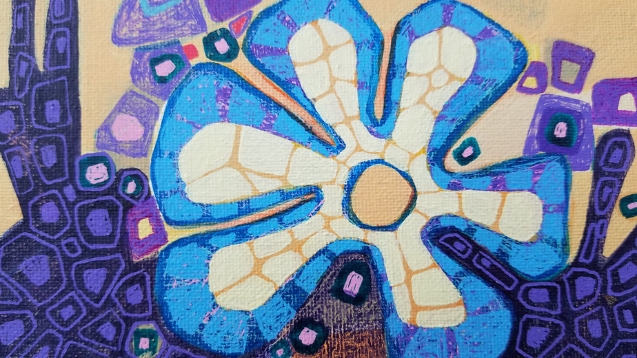 Blue Flowers by Diana Elena Chelaru |   Closeup View of Artwork 