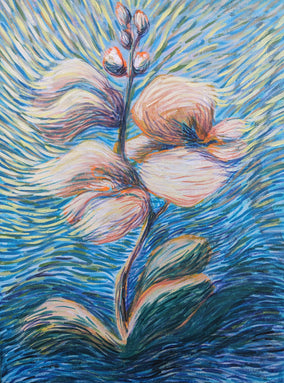 Original art for sale at UGallery.com | Drifting Petals by Diana Elena Chelaru | $400 | acrylic painting | 12' h x 9' w