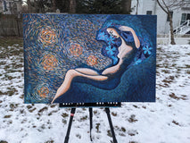Original art for sale at UGallery.com | In the Light of the Stars by Diana Elena Chelaru | $1,600 | acrylic painting | 24' h x 36' w | thumbnail 3