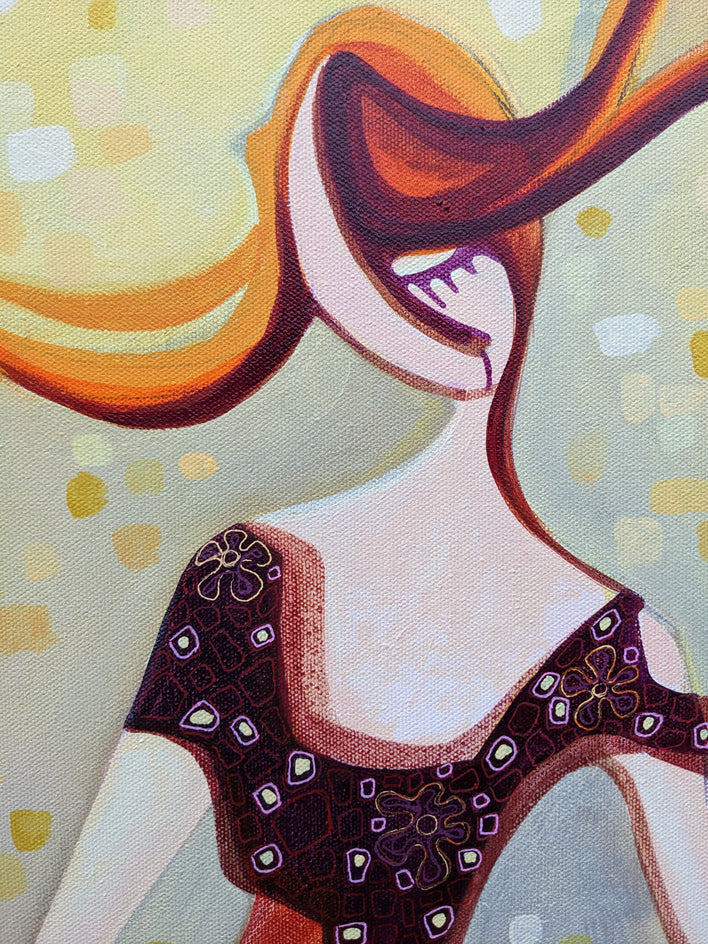 Lady with Cats by Diana Elena Chelaru |  Closeup View of Artwork 