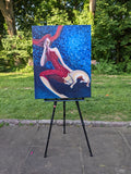 Original art for sale at UGallery.com | Lady with Dog by Diana Elena Chelaru | $1,775 | acrylic painting | 30' h x 24' w | thumbnail 3