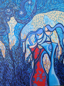 acrylic painting by Diana Elena Chelaru titled The Murmuring Forest