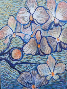 Original art for sale at UGallery.com | Orchids in the Morning Light by Diana Elena Chelaru | $400 | acrylic painting | 12' h x 9' w