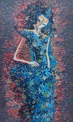 Original art for sale at UGallery.com | Echoes of Fire by Diana Elena Chelaru | $1,200 | mixed media artwork | 35' h x 22' w