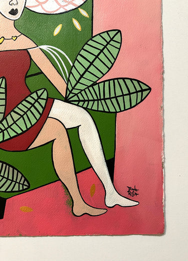 Flamingo Chair by Diana Rosa |  Side View of Artwork 