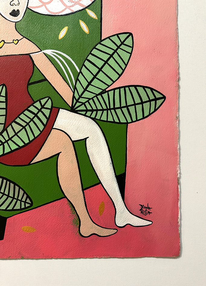 Flamingo Chair by Diana Rosa |  Side View of Artwork 