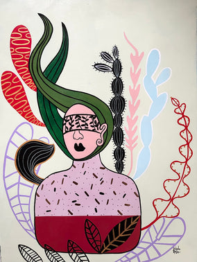 Original art for sale at UGallery.com | Bella Leaf by Diana Rosa | $1,175 | mixed media artwork | 30' h x 22' w