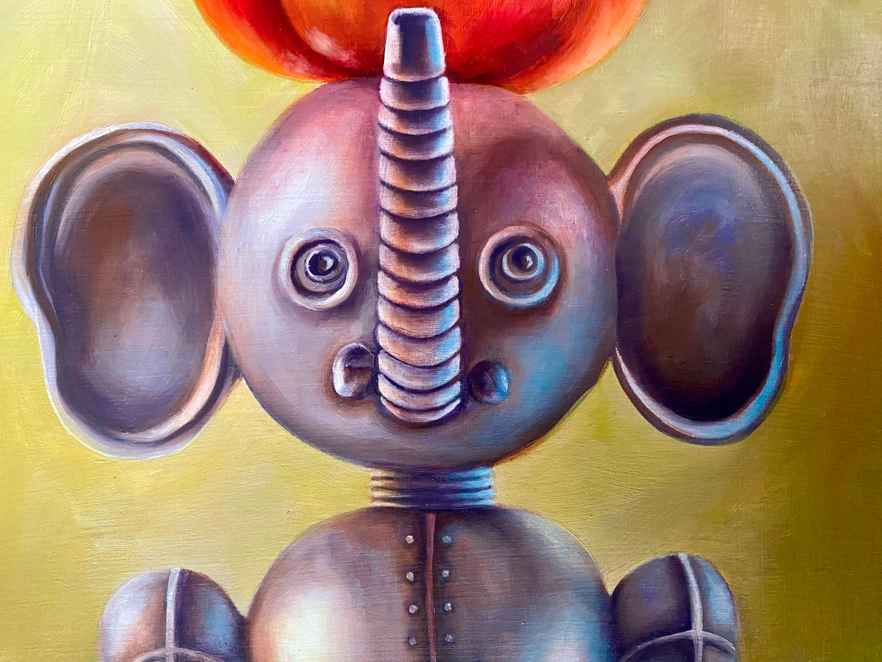 Pippin Bumble’s Favorite Time of Day by Diane Flick |  Closeup View of Artwork 