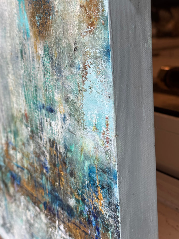 Yacht Harbor by DL Watson |  Side View of Artwork 