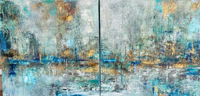 Original art for sale at UGallery.com | Yacht Harbor by DL Watson | $950 | acrylic painting | 12' h x 24' w