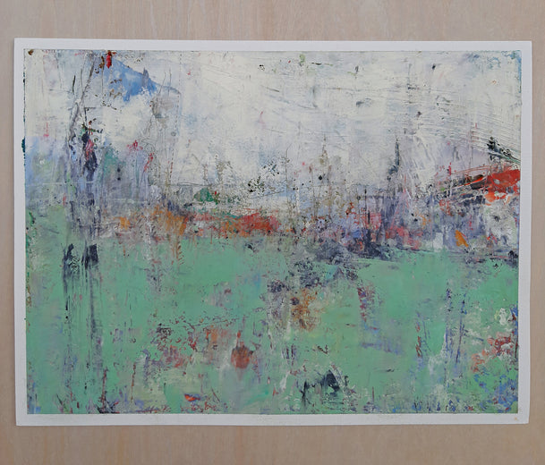 Abstract Landscape - Field of Green by Dorothy Gaziano |  Side View of Artwork 